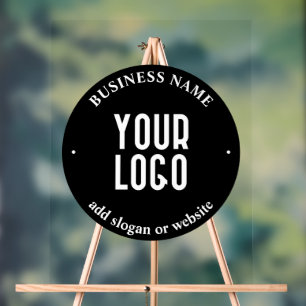 Jouw tekst en geüploade Logo Bewerkbaar zwart-wi Acryl Bord