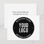 Jouw tekst en geüploade Logo | Bewerkbaar zwart-wi Bedankkaart (Voorkant / Achterkant)