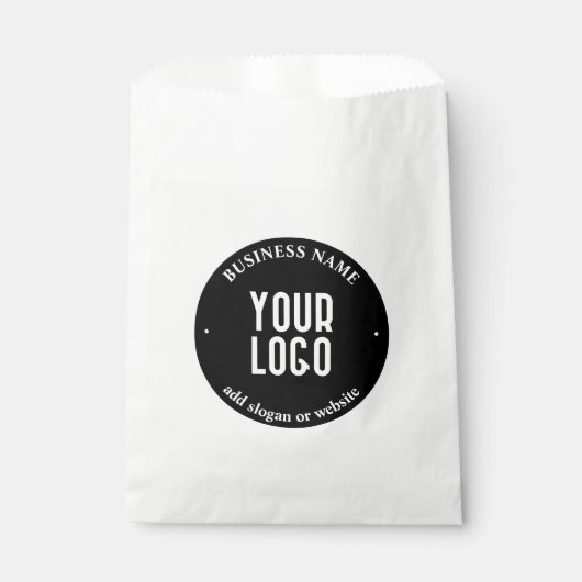 Jouw tekst en geüploade Logo | Bewerkbaar zwart-wi Bedankzakje (Voorkant)