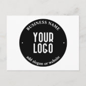 Jouw tekst en geüploade Logo | Bewerkbaar zwart-wi Briefkaart (Voorkant)