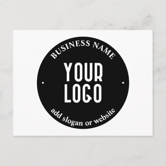 Jouw tekst en geüploade Logo | Bewerkbaar zwart-wi Briefkaart (Voorkant)