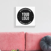 Jouw tekst en geüploade Logo | Bewerkbaar zwart-wi Canvas Afdruk (Insitu (Woonkamer))
