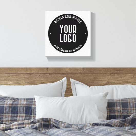 Jouw tekst en geüploade Logo | Bewerkbaar zwart-wi Canvas Afdruk (Insitu (Slaapkamer))