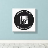 Jouw tekst en geüploade Logo | Bewerkbaar zwart-wi Canvas Afdruk (Insitu (Houten vloer))