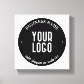 Jouw tekst en geüploade Logo | Bewerkbaar zwart-wi Canvas Afdruk (Voorkant)
