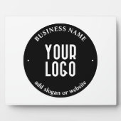 Jouw tekst en geüploade Logo | Bewerkbaar zwart-wi Fotoplaat (Voorkant)