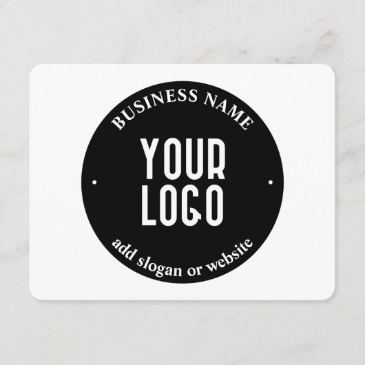 Jouw tekst en geüploade Logo | Bewerkbaar zwart-wi Informatiekaartje (Voorkant)