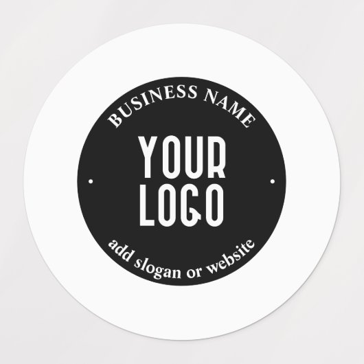 Jouw tekst en geüploade Logo | Bewerkbaar zwart-wi Labels (Design 2)