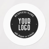 Jouw tekst en geüploade Logo | Bewerkbaar zwart-wi Labels (Design 1)