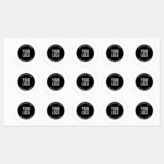 Jouw tekst en geüploade Logo | Bewerkbaar zwart-wi Labels (Vel)