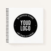 Jouw tekst en geüploade Logo | Bewerkbaar zwart-wi Notitieboek (Voorkant)