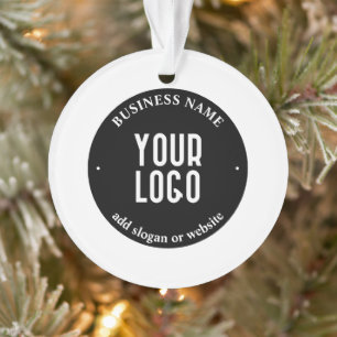 Jouw tekst en geüploade Logo   Bewerkbaar zwart-wi Ornament