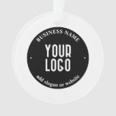 Jouw tekst en geüploade Logo | Bewerkbaar zwart-wi Ornament (voorkant)