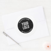 Jouw tekst en geüploade Logo | Bewerkbaar zwart-wi Ronde Sticker (Envelop)