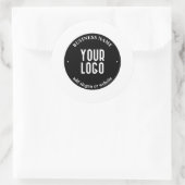 Jouw tekst en geüploade Logo | Bewerkbaar zwart-wi Ronde Sticker (Tas)