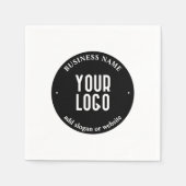 Jouw tekst en geüploade Logo | Bewerkbaar zwart-wi Servet (Voorkant)