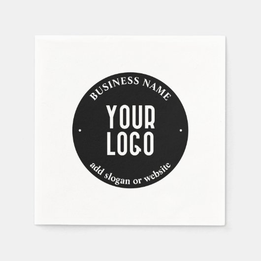 Jouw tekst en geüploade Logo | Bewerkbaar zwart-wi Servet (Voorkant)