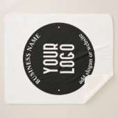 Jouw tekst en geüploade Logo | Bewerkbaar zwart-wi Sherpa Deken (Voorkant (horizontaal))