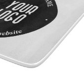 Jouw tekst en geüploade Logo | Bewerkbaar zwart-wi Snijplank (Hoek)