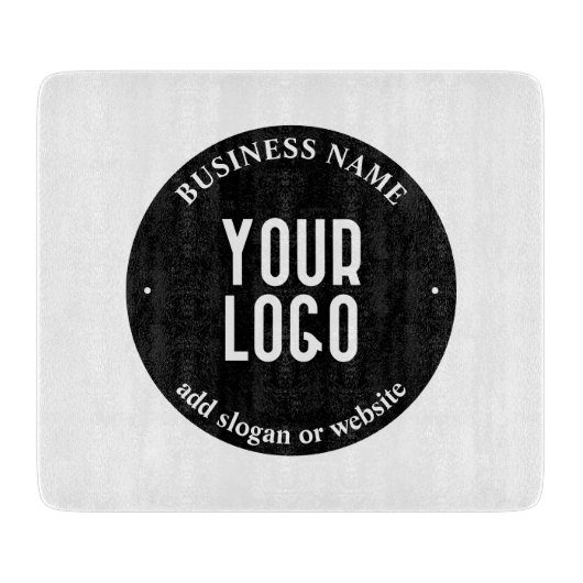 Jouw tekst en geüploade Logo | Bewerkbaar zwart-wi Snijplank (Voorkant)