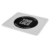 Jouw tekst en geüploade Logo | Bewerkbaar zwart-wi Snijplank (Hoek)