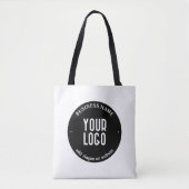 Jouw tekst en geüploade Logo | Bewerkbaar zwart-wi Tote Bag (Voorkant)