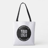Jouw tekst en geüploade Logo | Bewerkbaar zwart-wi Tote Bag (Achterkant)
