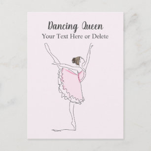 Jouw tekst- en kleurenblush-balletdanser in Tutu Briefkaart