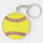 jouw tekst- en kleurensap Softball-Sleutelhangers Sleutelhanger (Achterkant)