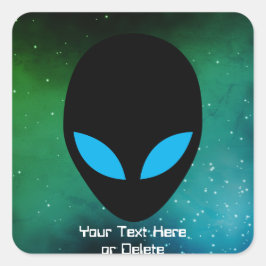 Jouw tekst- en oogkleur Alien Head Green Galaxy Vierkante Sticker