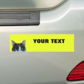 Jouw tekst "Folio Extra Bold" op geel kat pellen Bumpersticker (Op auto)