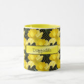 "Jouw tekst: Gele deffodils Patroonflora Foto Mok (Midden)