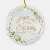 Jouw tekst Gold-kersthuwelijk aanpassen Keramisch Ornament (Voorkant)