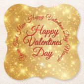 Jouw tekst Gold Valentijnsdag Bericht Kartonnen Onderzetters (Voorkant)