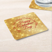 Jouw tekst Gold Valentijnsdag Bericht Kartonnen Onderzetters (Schuin)