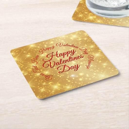 Jouw tekst Gold Valentijnsdag Bericht Kartonnen Onderzetters (Schuin)