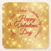 Jouw tekst Gold Valentijnsdag Bericht Kartonnen Onderzetters (Voorkant)