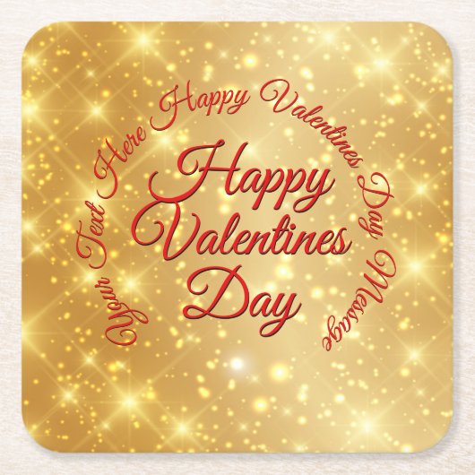 Jouw tekst Gold Valentijnsdag Bericht Kartonnen Onderzetters (Voorkant)