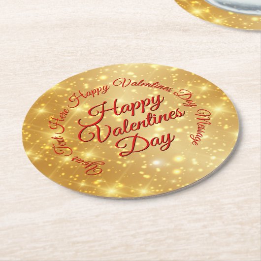 Jouw tekst Gold Valentijnsdag Bericht Ronde Kartonnen Onderzetter (Gebogen)