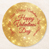 Jouw tekst Gold Valentijnsdag Bericht Ronde Kartonnen Onderzetter (Voorkant)