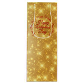 Jouw tekst Gold Valentijnsdag Bericht Wijn Cadeautas (Voorkant)