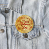 Jouw tekst Gold Valentijnsdag Berichtbord Ronde Button 7,6 Cm (In situ)