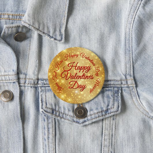 Jouw tekst Gold Valentijnsdag Berichtbord Ronde Button 7,6 Cm (In situ)