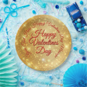 Jouw tekst Gold Valentijnsdag — Grote 9 inch Papieren Bordje (Feest)