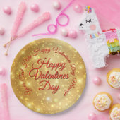 Jouw tekst Gold Valentijnsdag — Grote 9 inch Papieren Bordje (Feest)