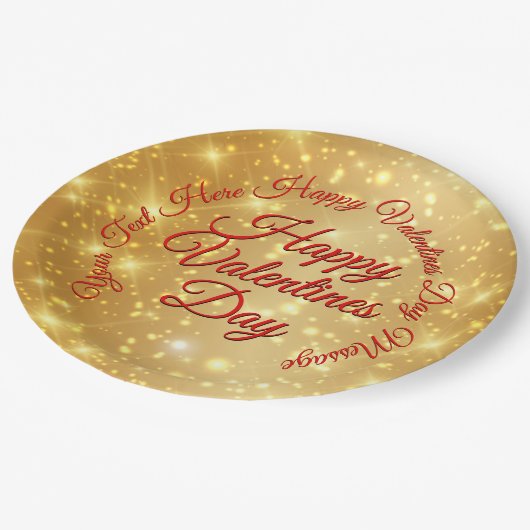 Jouw tekst Gold Valentijnsdag — Grote 9 inch Papieren Bordje (Gekanteld)