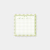 Jouw tekst | groene mint Gingham Post-it® Notes (Voorkant)