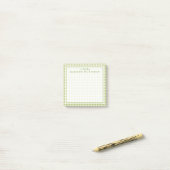 Jouw tekst | groene mint Gingham Post-it® Notes (Op bureau)