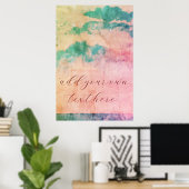 Jouw tekst grunge Waterverf landschap toevoegen Poster (Thuiskantoor)