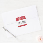 Jouw tekst Hallo? Mijn naam is Red Square Vierkante Sticker (Envelop)